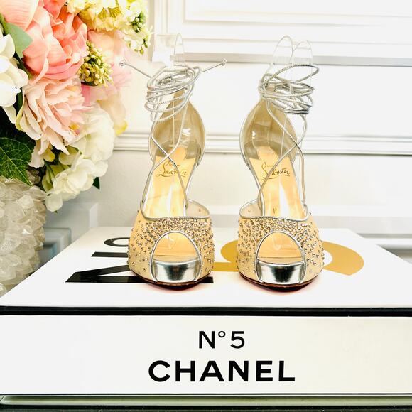 Christian Louboutin MAIA LABELLA ALTA 120 Rete/Glitter Stiletto Pump 36IT - Picture 4 of 14